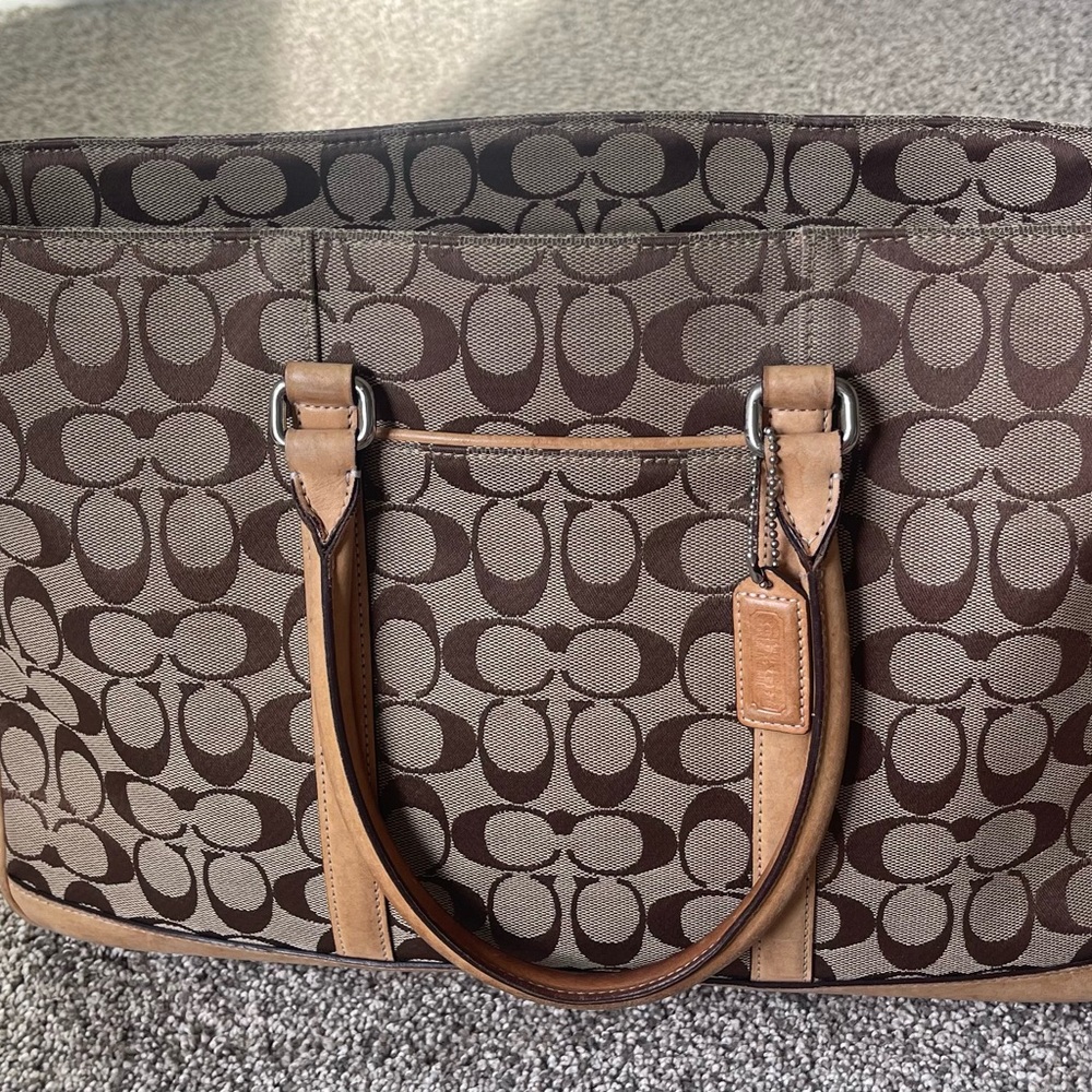 Coach Brown and Tan Signature Tote